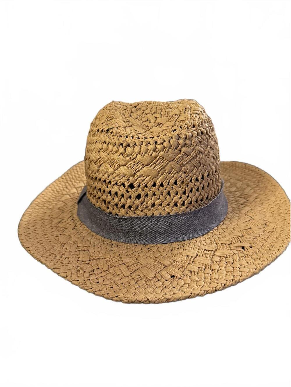 Natural Straw Hat with Gray Band